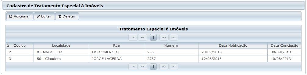 Figura 7.30: Cadastro de Tratamentos Especiais a Imóveis.