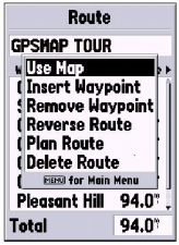 Para nomear a Rota Referência Páginas Principais: Rotas O GPS 76 irá nomear automaticamente a rota usando o primeiro e os últimos nomes de waypoint como referência.