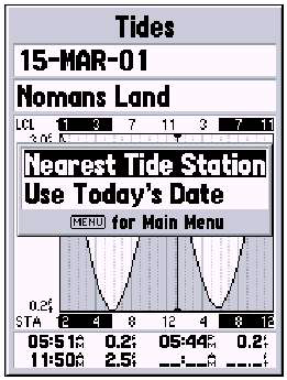 Referência Menu Principal: Celestial - Marés O topo da página exibirá a data com a estação de maré abaixo.
