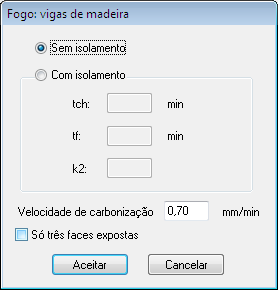 Opção Cálculo activado Descrição Seleccionar esta opção, activa ou desactiva a comprovação ao fogo das vigas e diagonais de qualquer material da estrutura.