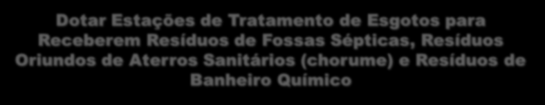 PROJETOS ESTRATÉGICOS DOP Dotar Estações de Tratamento de Esgotos para Receberem Resíduos de Fossas Sépticas, Resíduos Oriundos de Aterros Sanitários (chorume) e Resíduos de Banheiro Químico Melhoria