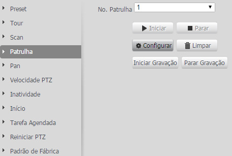 Limite direito scan Patrulha: esta função permite realizar as operações da câmera que serão repetidas, tais como: Pan, Tilt, e Zoom.