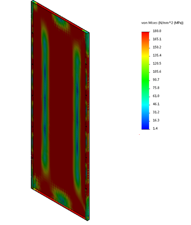 Fig.3.4 Deslocamentos resultantes [mm] configuração deformada modelo com janela. Fig.