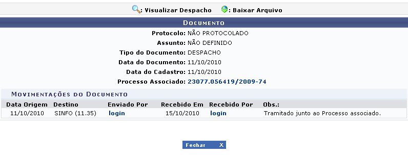 Caso queira fechar a página, clique no ícone. Essa ação será válida em todas as páginas em que estiver presente.