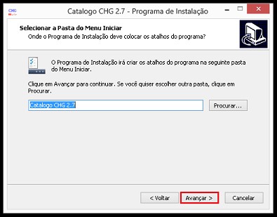 O programa de instalação vai indicar onde os atalhos do programa serão instalados no Menu Iniciar do Windows.