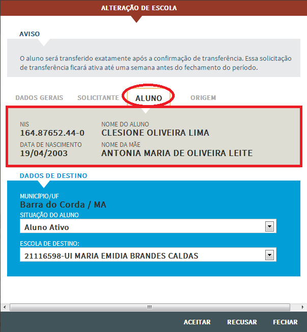 Página58 Para visualizar as informações de quem solicitou a transferência