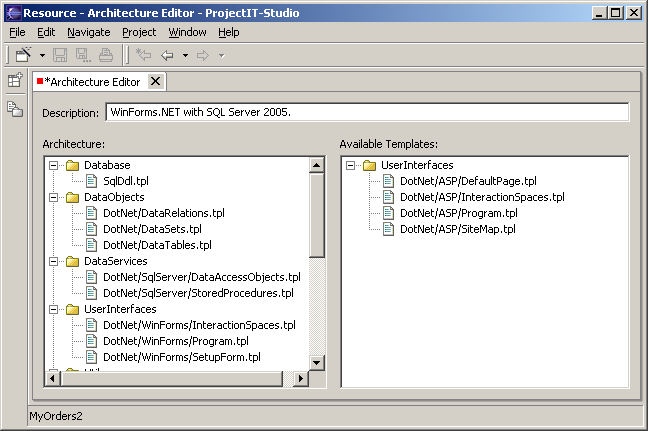 Relatório Final de TFC ProjectIT Produção Automática de Software Figura 4.11 - Editor de arquitecturas de software. 4.3.