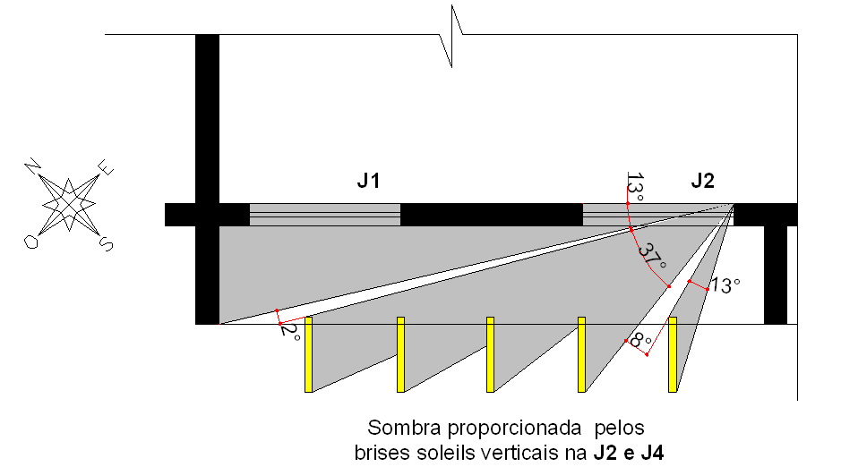 73 O brise soleil horizontal de concreto possui ângulo α igual a 24.