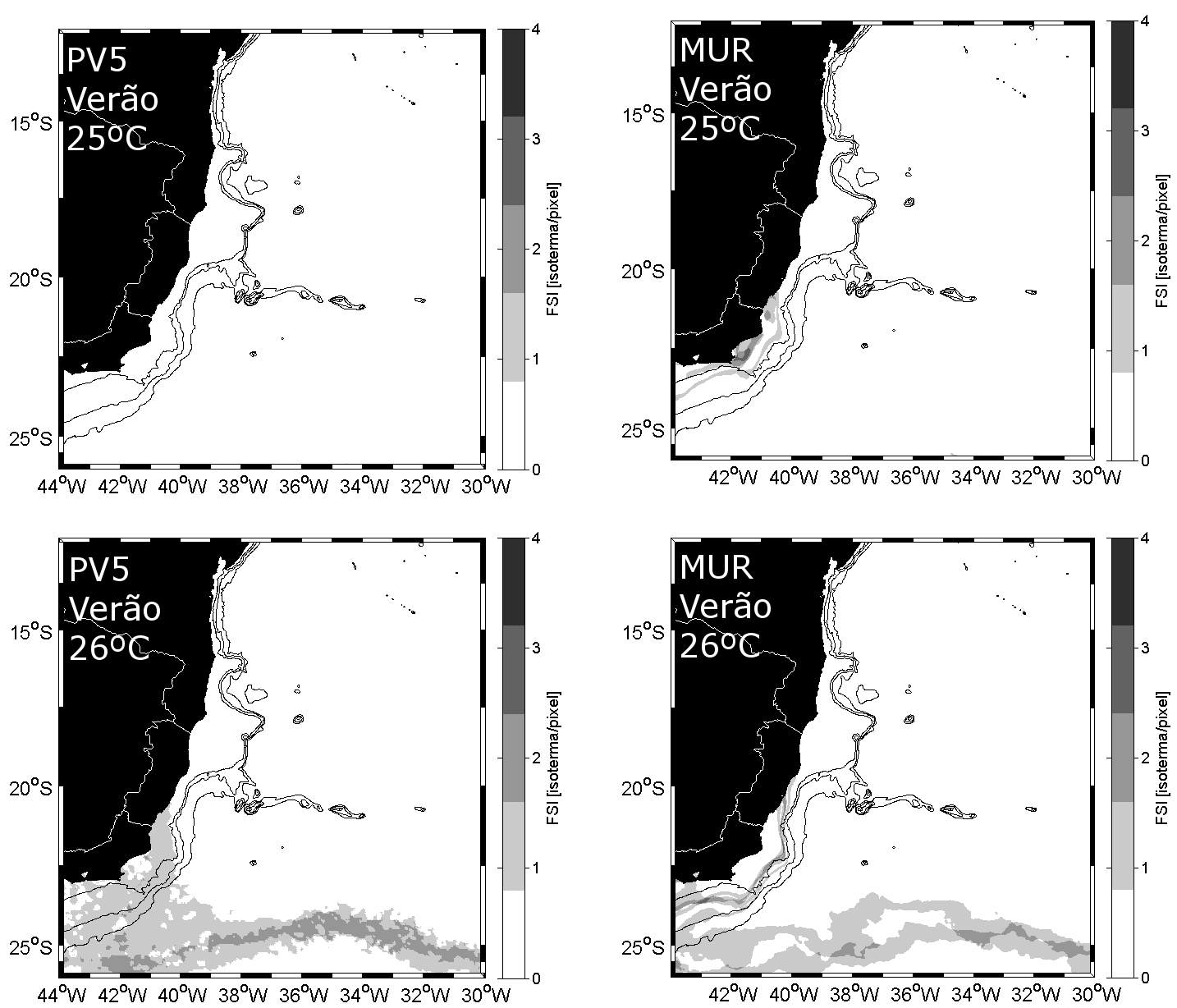 uma orientação mais meridional (NO-SE ou N-S) em relação ao posicionamento zonal das isotermas.