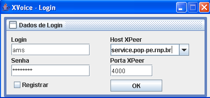 Capítulo VI - XVoice join(string joinlogin, String joinpassword) Permite ao usuário entrar na rede X-Peer.