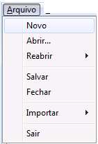 Figura 4.4 Arquivos / Novo Caso. A partir do menu Arquivos Abrir o usuário irá carregar um estudo previamente gravado, conforme mostrado na Figura 4.5.