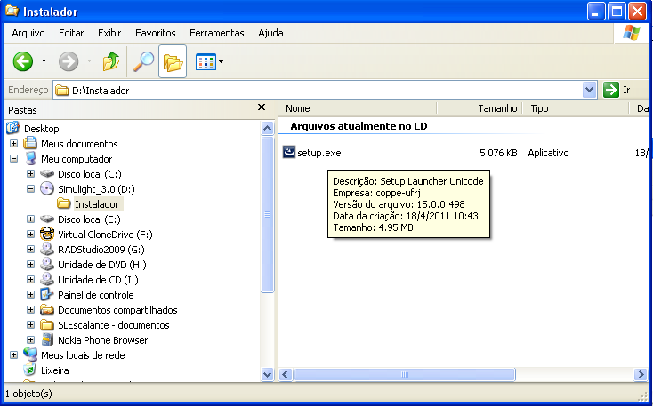 1.4 Instalação Neste capítulo se descrevem os passos necessários para instalar o programa Simulight.