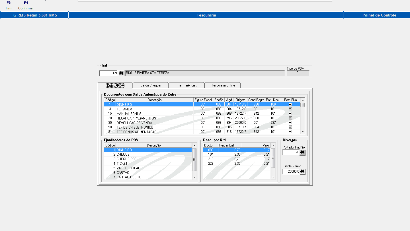 Informe o código dos documentos com saída automática do cofre.