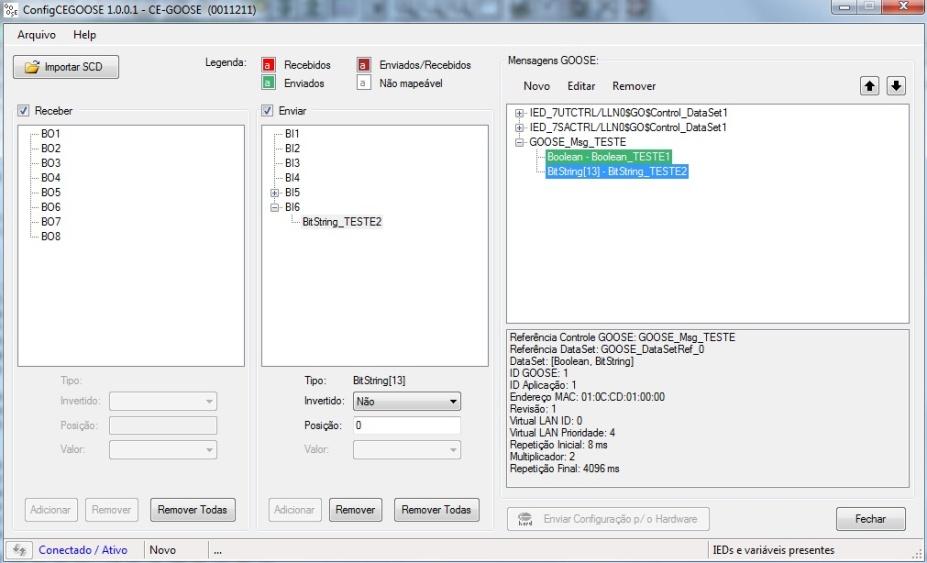 hardware. Esta configuração é transferida ao hardware através de um cabo USB, sem envolver a rede da subestação.