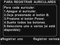 Na tela REGISTRO DE AURICULARES (REGISTRO DE FONES DE OUVIDO), siga as instruções da caixa. Se estiver registrando apenas um fone de ouvido, pressione o botão Registrar uno (Registrar um).