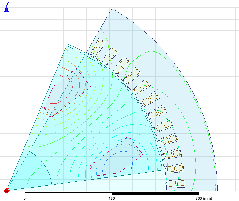 6, o que representa um valor cerca de 8 vezes maior que o torque do motor tipo I, o qual possui enrolamentos convencionais. Figura 4 Densidade de fluxo B para o motor tipo I. 3.