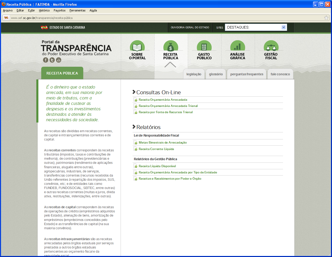 2. RECEITA PÚBLICA Ao selecionar RECEITA PÚBLICA, conforme a seta indicativa, a seguinte tela será