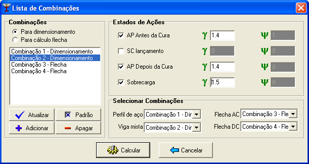 As ações são geradas para cada estado: - AP antes da cura; - AP depois da cura; - SC lançamento; - Sobrecarga. 2.5.