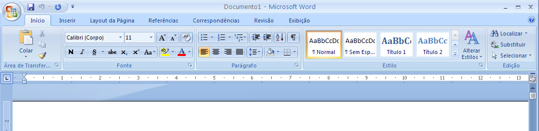 Em todos os programas do Pacote Office 2007, você encontrará a Barra de Ferramentas de Acesso Rápido. Ela é muito útil, pois, nela estão localizados os comandos utilizados com mais freqüência.