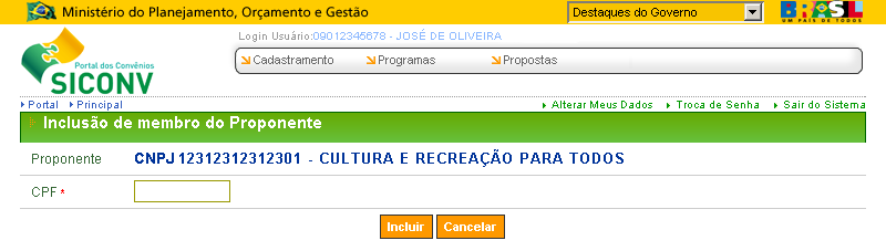 Figura 28 O sistema exibirá uma tela, com alguns dados que foram importados do banco de dados da Receita Federal, para inclusão dos dados do novo usuário.