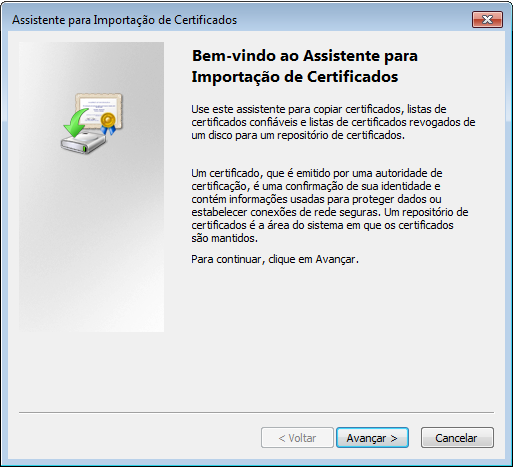 A tela acima será carregada, para prosseguir clique no botão 'Instalar Certificado'.