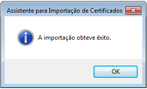 A tela acima será exibida, confirmando que o certificado