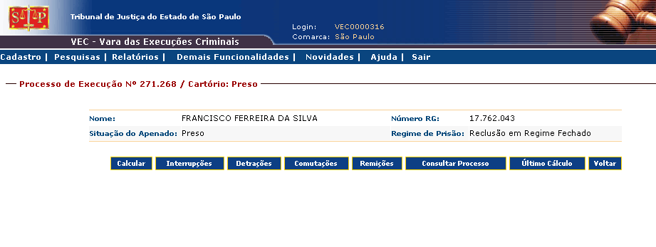 - de regra, as remições devem ser computadas na última execução a ser cumprida; Normalmente as remições são computadas sobre a pena total. Exemplo: pena de 1 ano com término previsto para 10/10/2008.