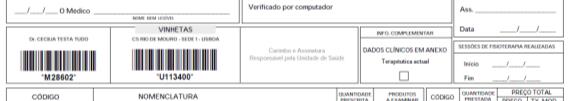 Dados fictícios, apenas para efeitos de demonstração C Estatuto de isenção/não isenção da Taxa Moderadora A requisição terá de apresentar obrigatoriamente os seguintes dados: 1.