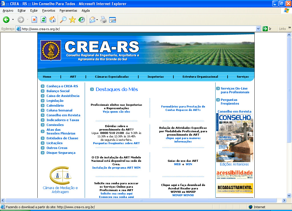 RS120321, RS011378, PR139787), e a senha pode ser requerida pelo site do Crea-RS, porém o profissional deve ter um e-mail cadastrado previamente.