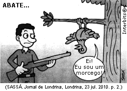 Achas então que sou rato? Não tenho asas e não voo como tu? Rato, eu? Essa é boa!... A coruja não sabia discutir e, vencida de tais razões, poupou-lhe a pele.