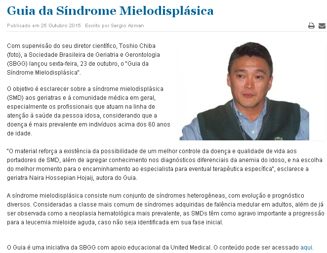 25/10/2015 Onconews http://bit.ly/1qi4kvw Informação: multiprofissional é direcionado a oncologistas e médicos de outras especialidades envolvidos na prevenção, diagnóstico e tratamento do câncer.