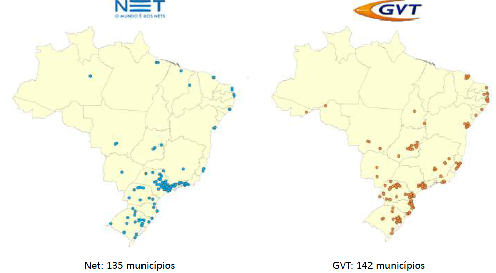 NET e GVT focam seus investimentos em rede em poucas cidades e locais destas cidades