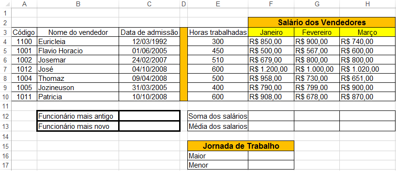 ATIVIDADES 1. Desenvolva uma planilha conforme a planilha da figura abaixo, seguindo as mesmas configurações.