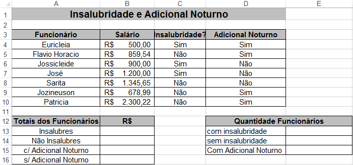 3. Digitar a expressão que representa o cálculo que queremos fazer (nesse caso a função somase ) e abrir parêntese; 4. Selecionar os dados do critério, nesse caso o intervalo de B3:B7; 5.