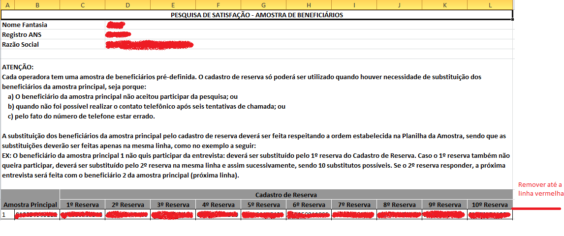 Layout para Importação de Beneficiários dados complementares dos Beneficiários cujo CCO constam na Planilha de Amostra.