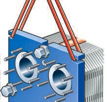Válvulas de bloqueio Para poder abrir o trocador de calor, devem ser montadas válvulas de bloqueio em todas as entradas e saídas de fluidos.