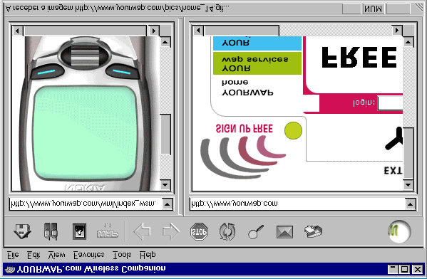 3.1. VISUALIZAÇÃO DE CONTEÚDOS WML 3.1.1. WIRELESS COMPANION FIGURA 6. YOURWAP Permite visualização de conteúdos em WML e HTML em simultâneo.