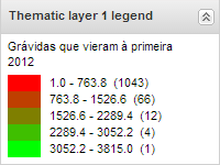 camadas a representar no mapa.. Colocar um check nas camadas desejadas.. Define o nível de transparência no mapa (de 0 a 00).