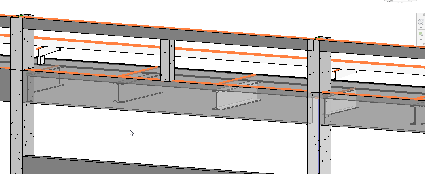 107 (a) (b) Figura 79: (a) Vista em perfil da laje apoiada por perfis metálicos; (b) Vista em 3D. Nesse caso, o sistema de vigas perfil I serve como apoio para a laje cujo topo está no nível 808,15 m.