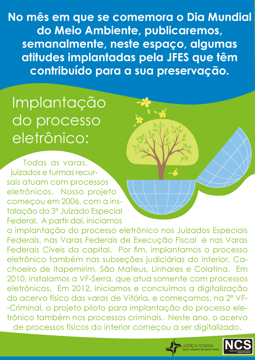 Pioneira Em entrevista ao jornal A Tribuna, publicada no dia 13/01/2013, o diretor do foro da Justiça Federal do Espírito Santo, juiz federal Fernando Cesar Baptista de Mattos, declarou que a JFES