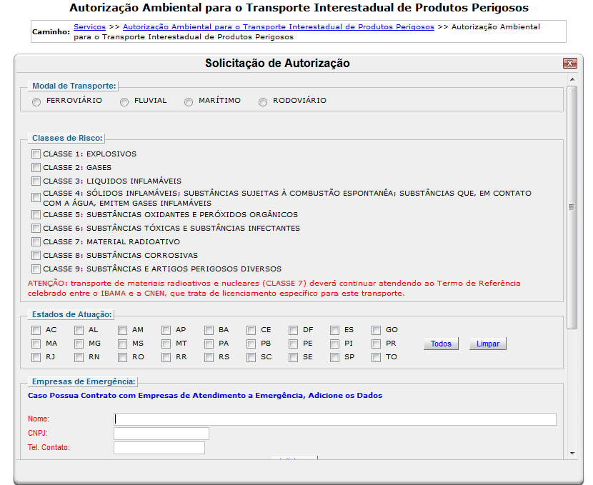 PRODUTOS PERIGOSOS: AUTORIZAÇÃO AMBIENTAL PARA O TRANSPORTE INTERESTADUAL DE