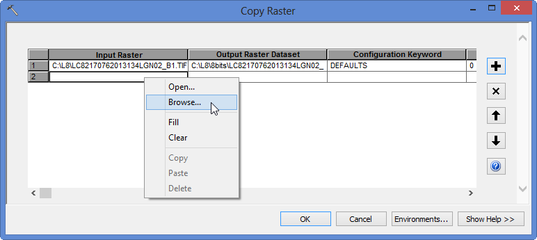 3 No campo Output Raster Dataset, experimente manter o nome original da banda 1, modificando apenas o diretório de destino da nova imagem. Clique no botão OK.