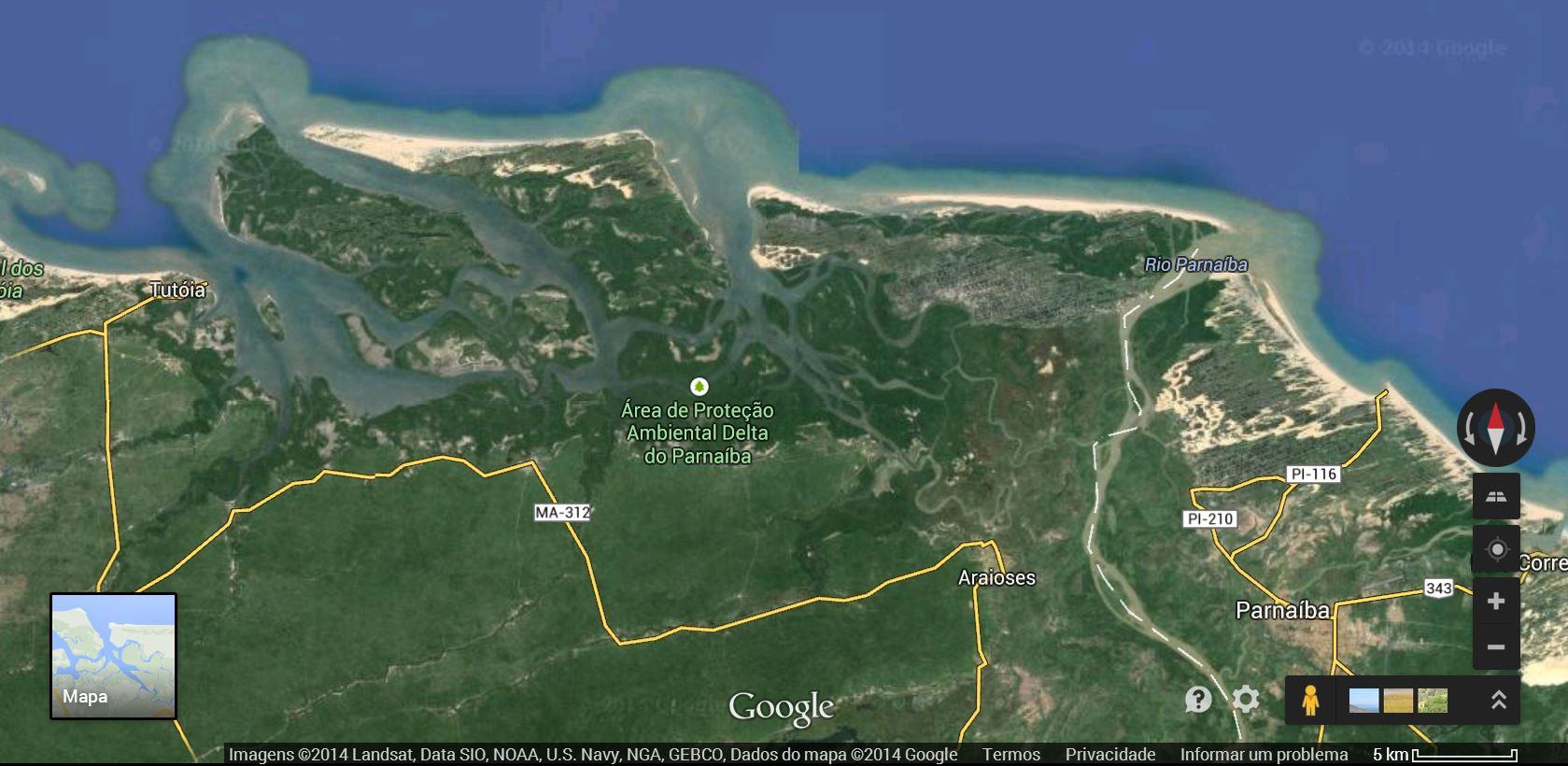 O Delta do Rio Parnaíba, forma um arquipélago com 2.