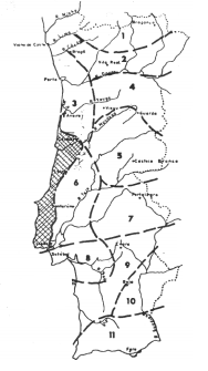 Figura 2.1- Zonificação proposta por Loureiro (1984) in Dias (2003). Tabela 2.1- Valores dos parâmetros C e para a equação 2.3 e 2.4 (Loureiro, 1984 in Dias, 2003).