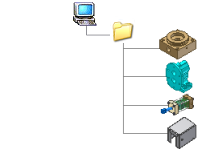 Quando você instala o Autodesk Inventor, ele cria um padrão de projeto, uma Amostras ilogic projeto, e um tutorial_files projeto automaticamente. Examine um projeto simples: 1.