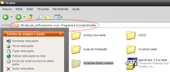 Instalação do antivírus McAffe VirusScan-SMALL.