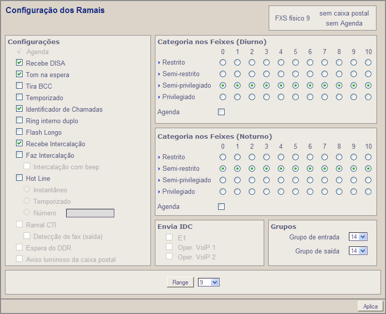 9.3 Ramais e Grupos 9.3.1 Configuração dos Ramais Os Ramais do XIP-220 Plus possuem determinadas características diferenciando-os uns dos outros.