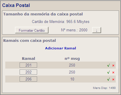 9.4.3 Serviço do PABX Na configuração de Ramais existe uma programação de categoria de feixes. Para cada feixe, pode ser configurada a categoria diurna e noturna.