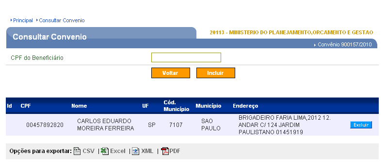 Informações validadas no