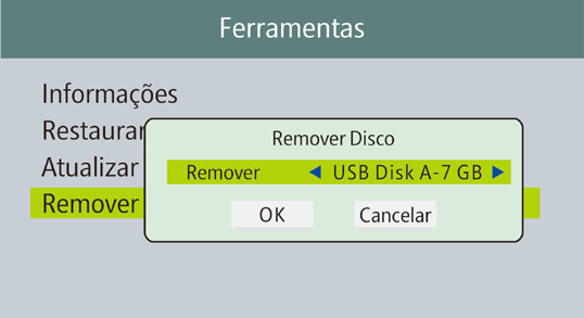 Atualizar via dispositivo USB Permite ao usuário atualizar a versão do software através de um dispositivo de armazenamento USB. 1.